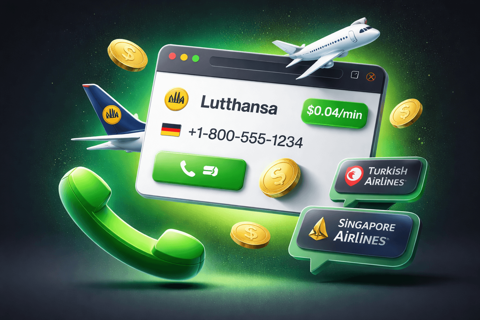 Call Lufthansa, Turkish & Singapore Airlines Cheap